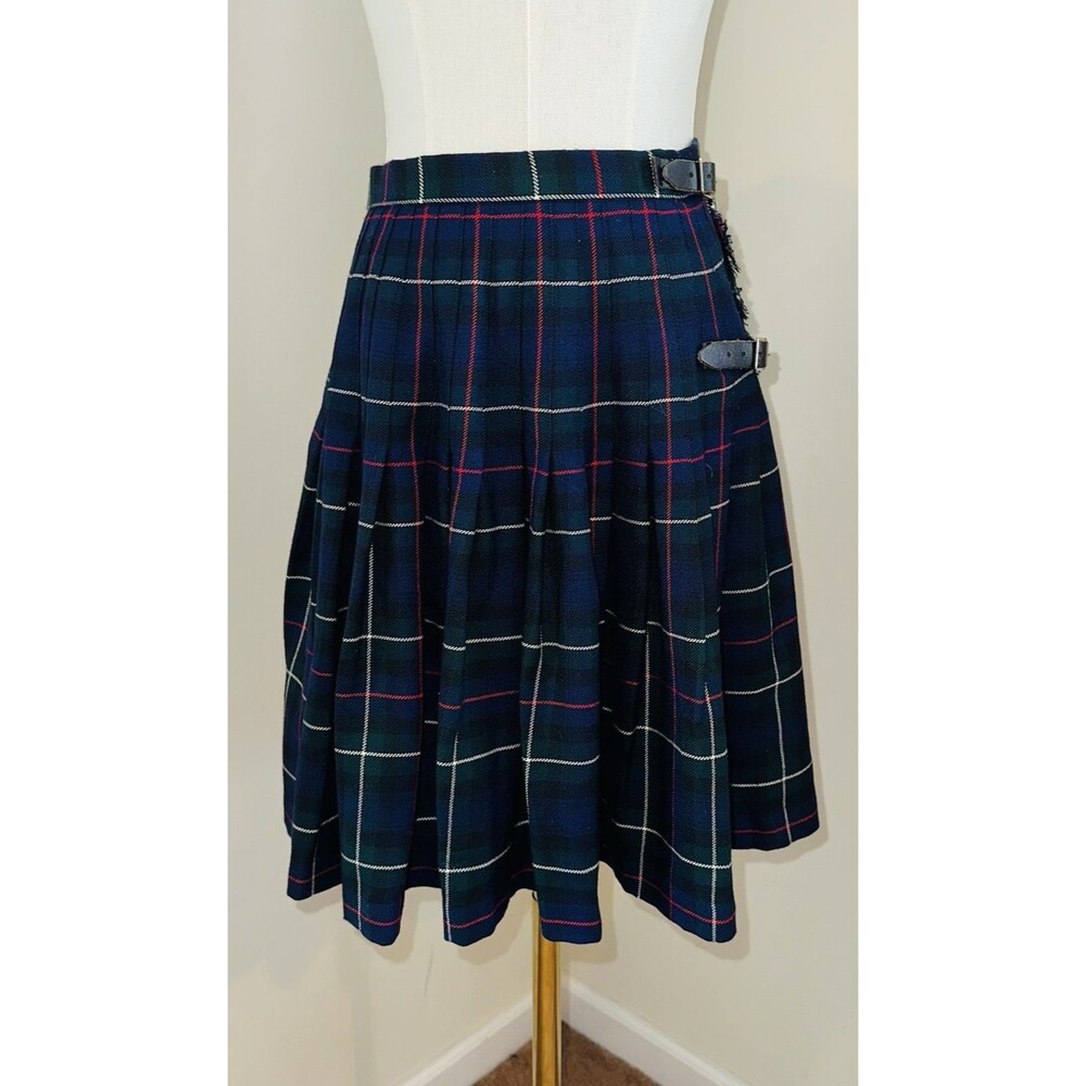 Vintage Hector Russell Tartan Kilt Skirt Made in Scotland Pure New Wool 26 Waist